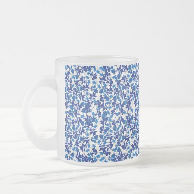 Liberty Blue 2 Frosted Glass Coffee Mug (Left)