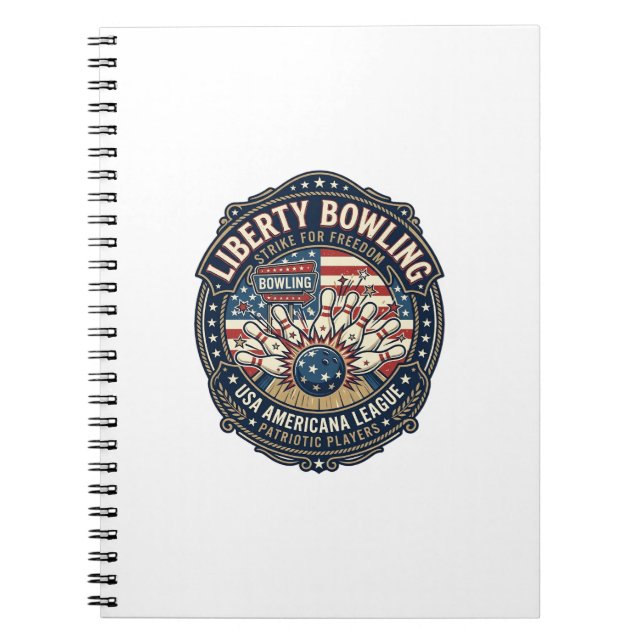 Liberty Bowling Patriotic Patriotic Bowling Vintag Notebook (Front)