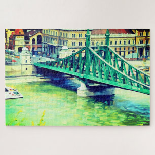 Liberty bridge -Budapest - painting Jigsaw Puzzle