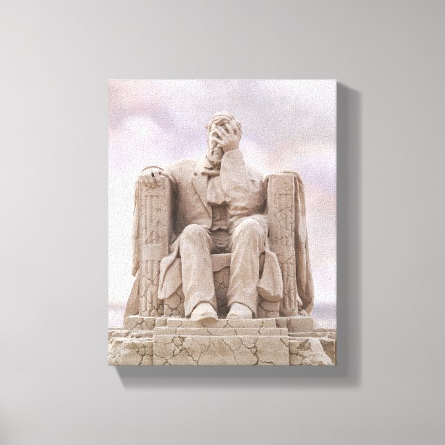 Liberty Crumbling, Facepalming Lincoln Canvas Print (Front)