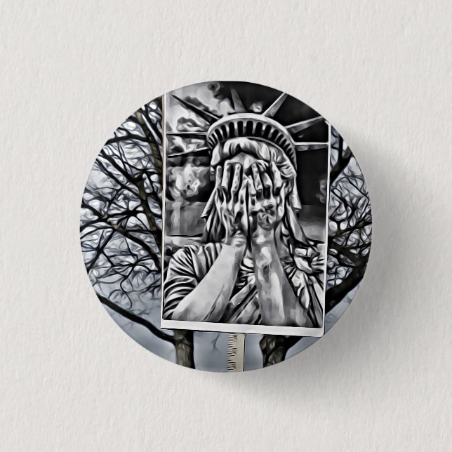 Liberty Crying 3 Cm Round Badge (Front)