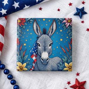 Liberty Donkey 15 Cm Square Badge