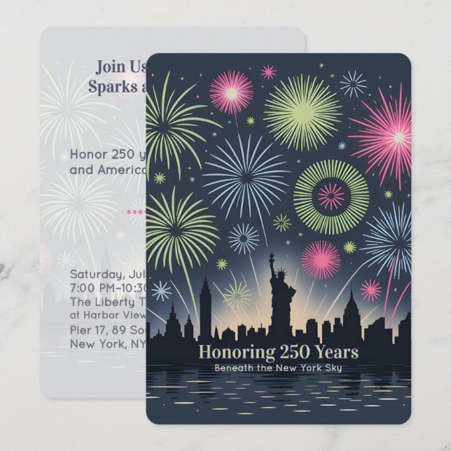 Liberty Fireworks 250 Years New York Gala Card (Front/Back)