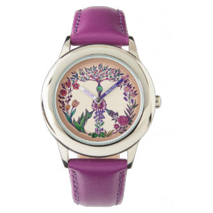 Liberty floral peace sign wreath vibrant colours watch