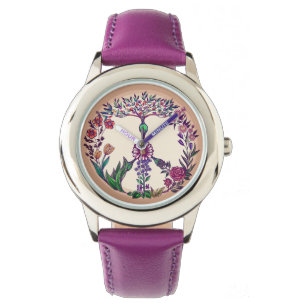 Liberty floral peace sign wreath vibrant colours watch