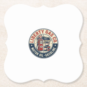 Liberty Gas Co Patriotic Patriotic Gas Station Mot Paper Coaster