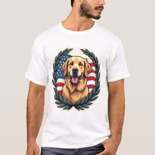 Liberty Golden Retriever Vintage Patriotic Tee 4