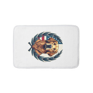 Liberty Golden Retriever Vintage Patriotic Tee Bath Mat