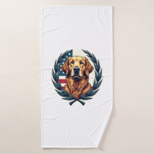Liberty Golden Retriever Vintage Patriotic Tee Bath Towel