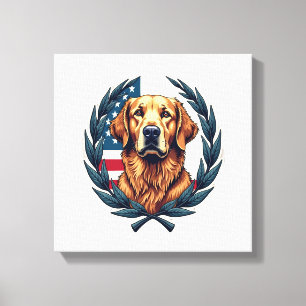 Liberty Golden Retriever Vintage Patriotic Tee Canvas Print