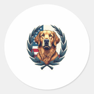 Liberty Golden Retriever Vintage Patriotic Tee Classic Round Sticker
