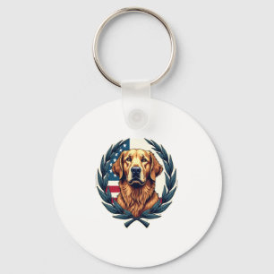 Liberty Golden Retriever Vintage Patriotic Tee Key Ring