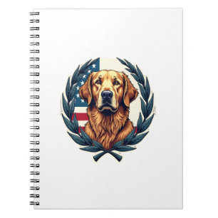 Liberty Golden Retriever Vintage Patriotic Tee Notebook