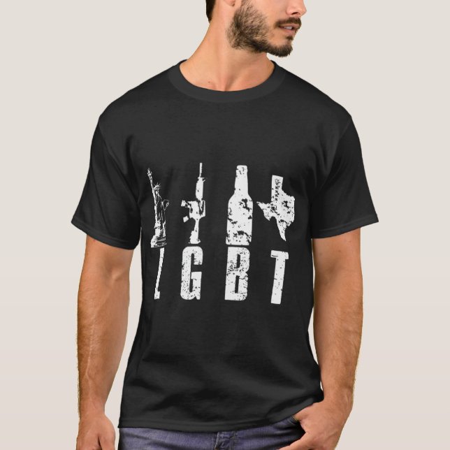 Liberty Guns Beer Texas T Parody LGBT T-Shirt (Front)