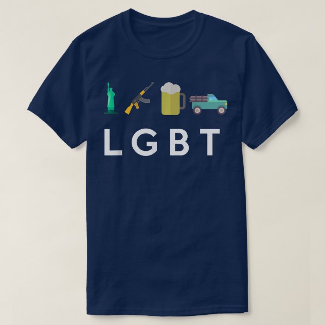 Liberty Guns Beer Trucks   Funny LGBT  T-Shirt (Design Front)