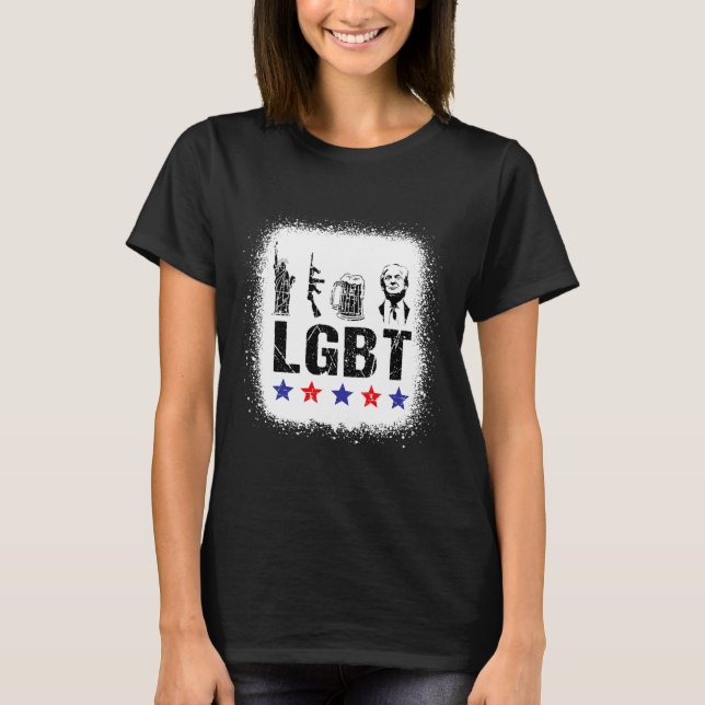 Liberty Guns Beer Trump Funny Lgbt T-Shirt (Front)