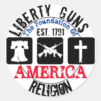 Liberty Guns Religion Round Sticker