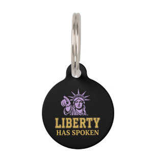 Liberty Has Spoken Retro Statue of Liberty Pointin Pet Tag