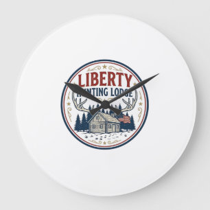 Liberty Hunting Lodge Patriotic Patriotic Hunting Large Clock