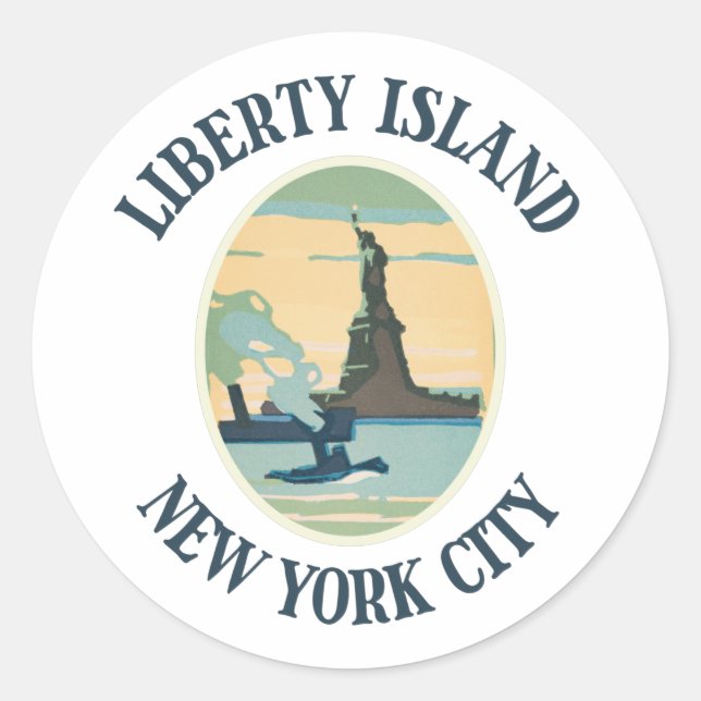 Liberty Island New York City Classic Round Sticker (Front)