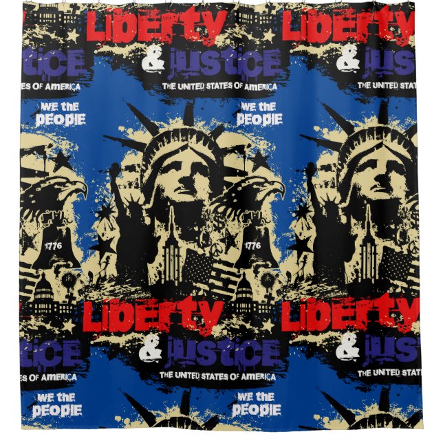 Liberty & Justice. Statue of Liberty, USA  Shower Curtain (Front)