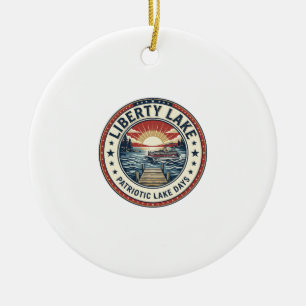 Liberty Lake Patriotic Patriotic Lake Life Vintage Ceramic Tree Decoration
