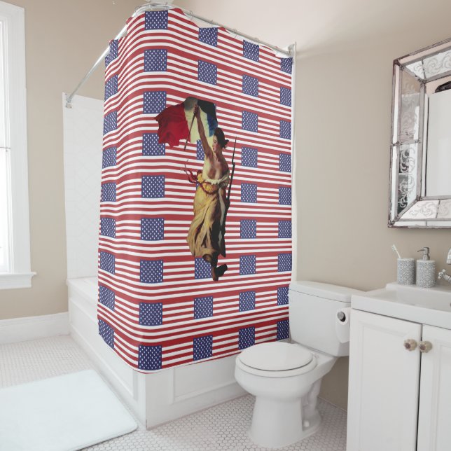 Liberty Leading the People Eugène Delacroix - USA Shower Curtain (In Situ)