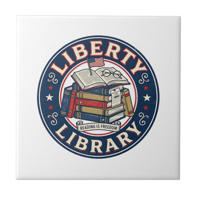 Liberty Library Patriotic Patriotic Library Readin Tile (Front)