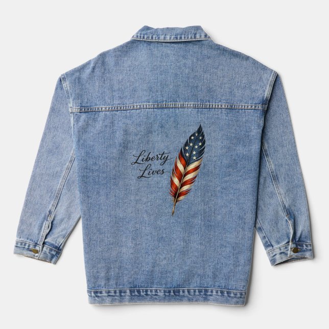 Liberty Lives Feather Denim Jacket (Back)