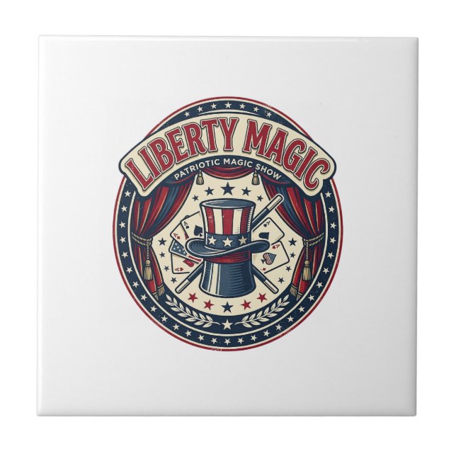 Liberty Magic Patriotic Patriotic Magic Show Vinta Tile (Front)
