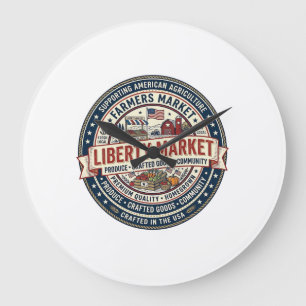 Liberty Market Patriotic Patriotic Farmers Market  Large Clock