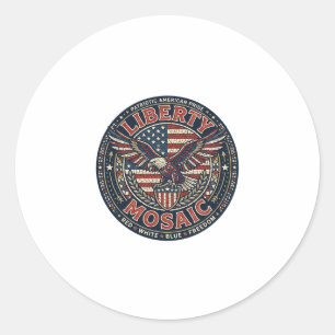 Liberty Mosaic Patriotic Patriotic Mosaic Vintage Classic Round Sticker