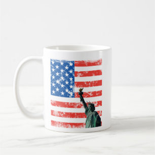 Liberty mug with stars and stripes background
