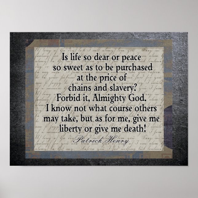 Liberty Or Death - American Revolution quote Poster (Front)