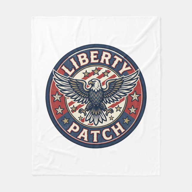 Liberty Patch Patriotic Patriotic Patch Embroidery Fleece Blanket (Front)