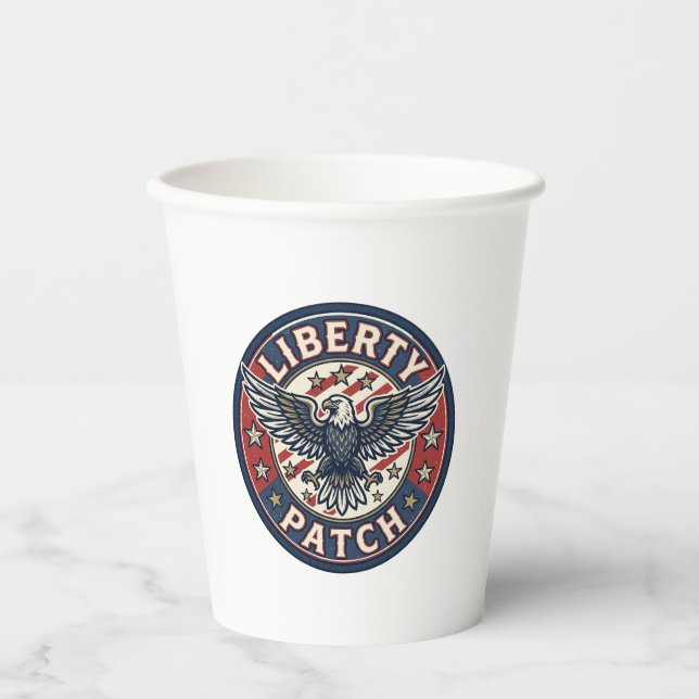 Liberty Patch Patriotic Patriotic Patch Embroidery Paper Cups (Front)