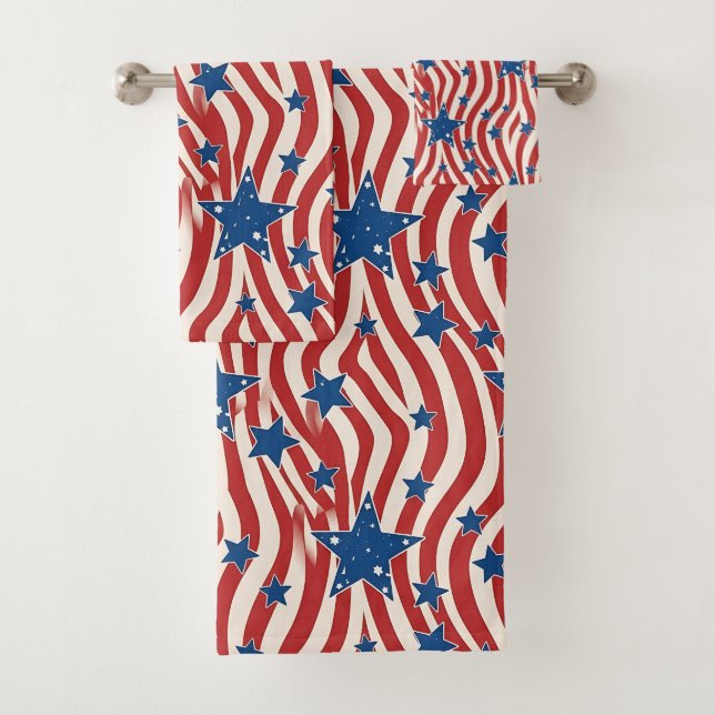 Liberty Patriotic  Bath Towel Set (Insitu)