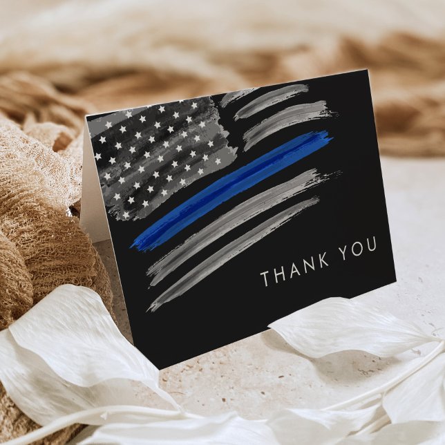 LIBERTY Police Retirement Party Thin Blue Line Thank You Card (Creator Uploaded)