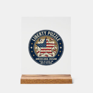 Liberty Puzzle Patriotic Patriotic Puzzle Jigsaw V Acrylic Sign