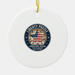 Liberty Puzzle Patriotic Patriotic Puzzle Jigsaw V Ceramic Tree Decoration