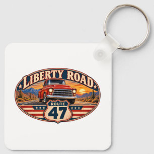 Liberty Road Route 47 Two-Sided Aluminium Key Ring