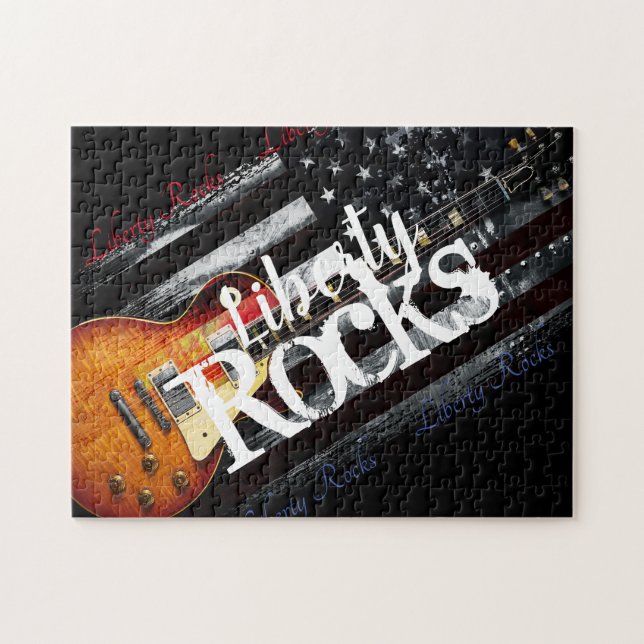LIBERTY ROCKS Vintage American Flag Jigsaw Puzzle (Horizontal)
