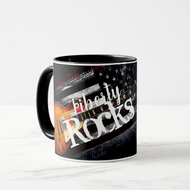 LIBERTY ROCKS Vintage American Flag Mug (Front Left)