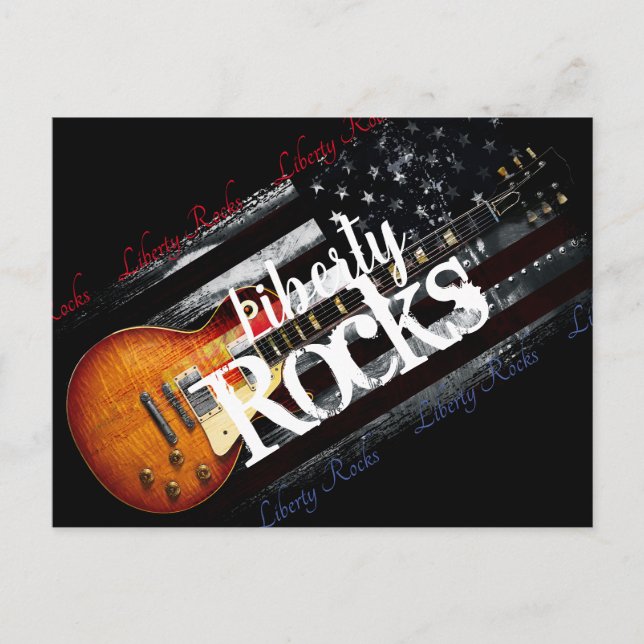 LIBERTY ROCKS Vintage American Flag Postcard (Front)