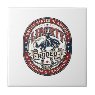 Liberty Rodeo Patriotic Patriotic Rodeo Western US Tile