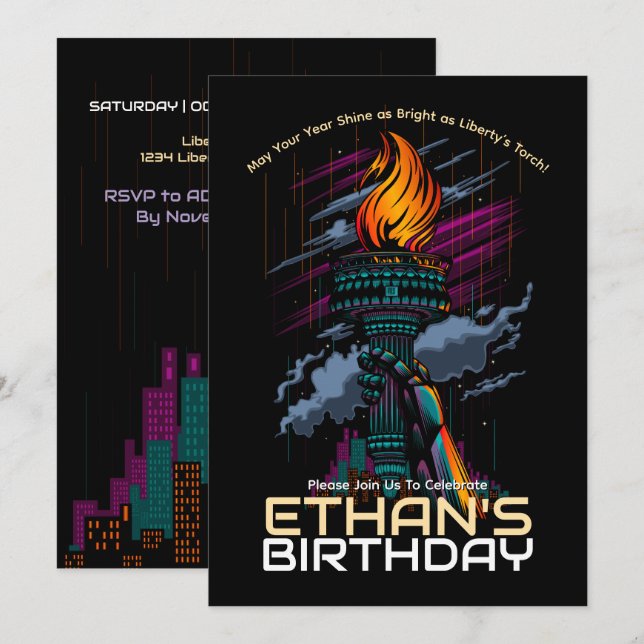 Liberty’s Light Birthday Invitation (Front/Back)