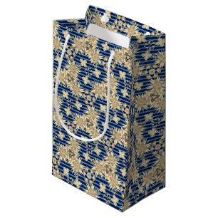 Liberty sepia flowers - dark blue background small gift bag