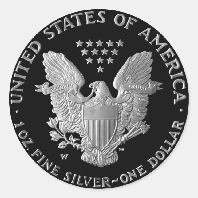 Liberty Silver Dollar Eagle "Tails" Classic Round Sticker (Front)