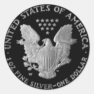 Liberty Silver Dollar Eagle "Tails" Classic Round Sticker