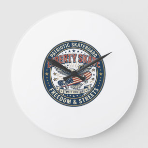 Liberty Skate Patriotic Patriotic Skateboard Vinta Large Clock
